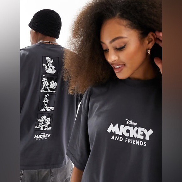 ASOS Other - ASOS DESIGN Disney oversized unisex tee in charcoal Mickey and Friends Med
